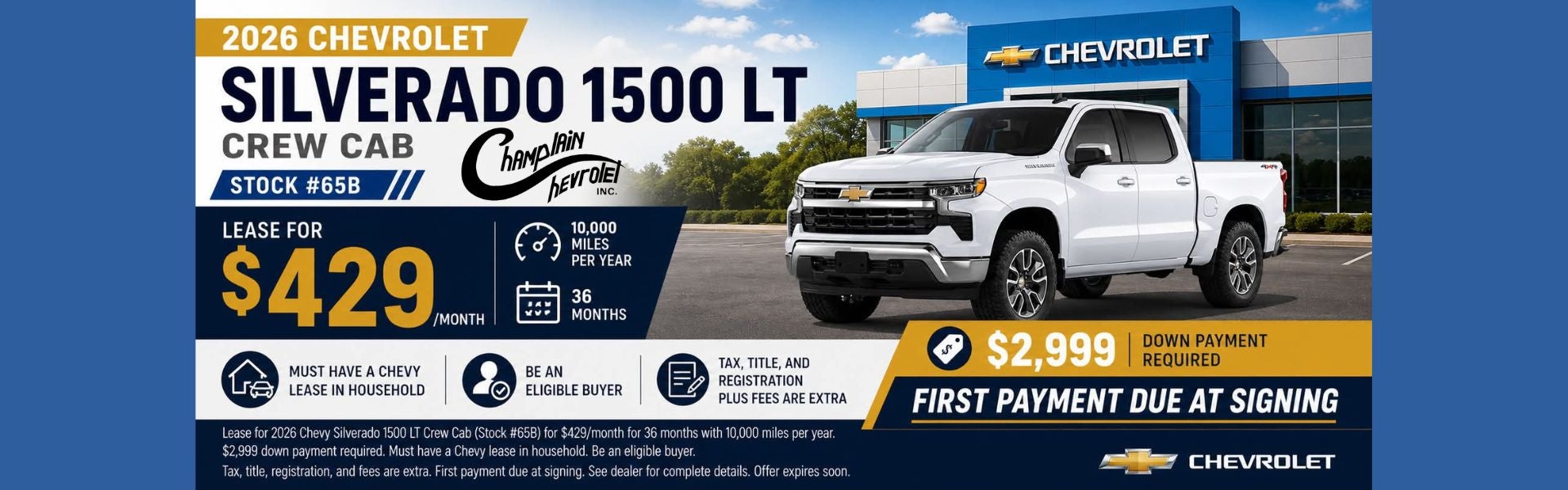 New 2026 Chevy Silverado 1500 LT Lease